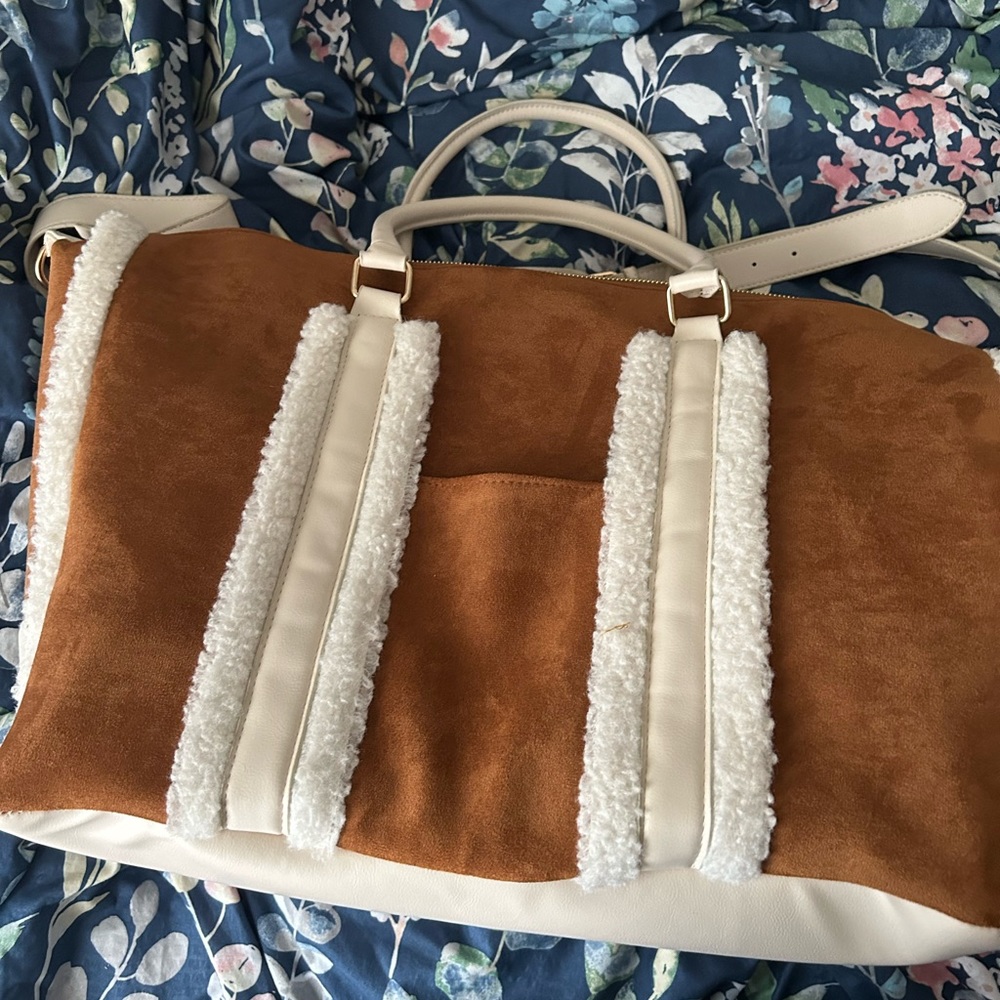 Bear paw Faux Shearling Weekender bag
